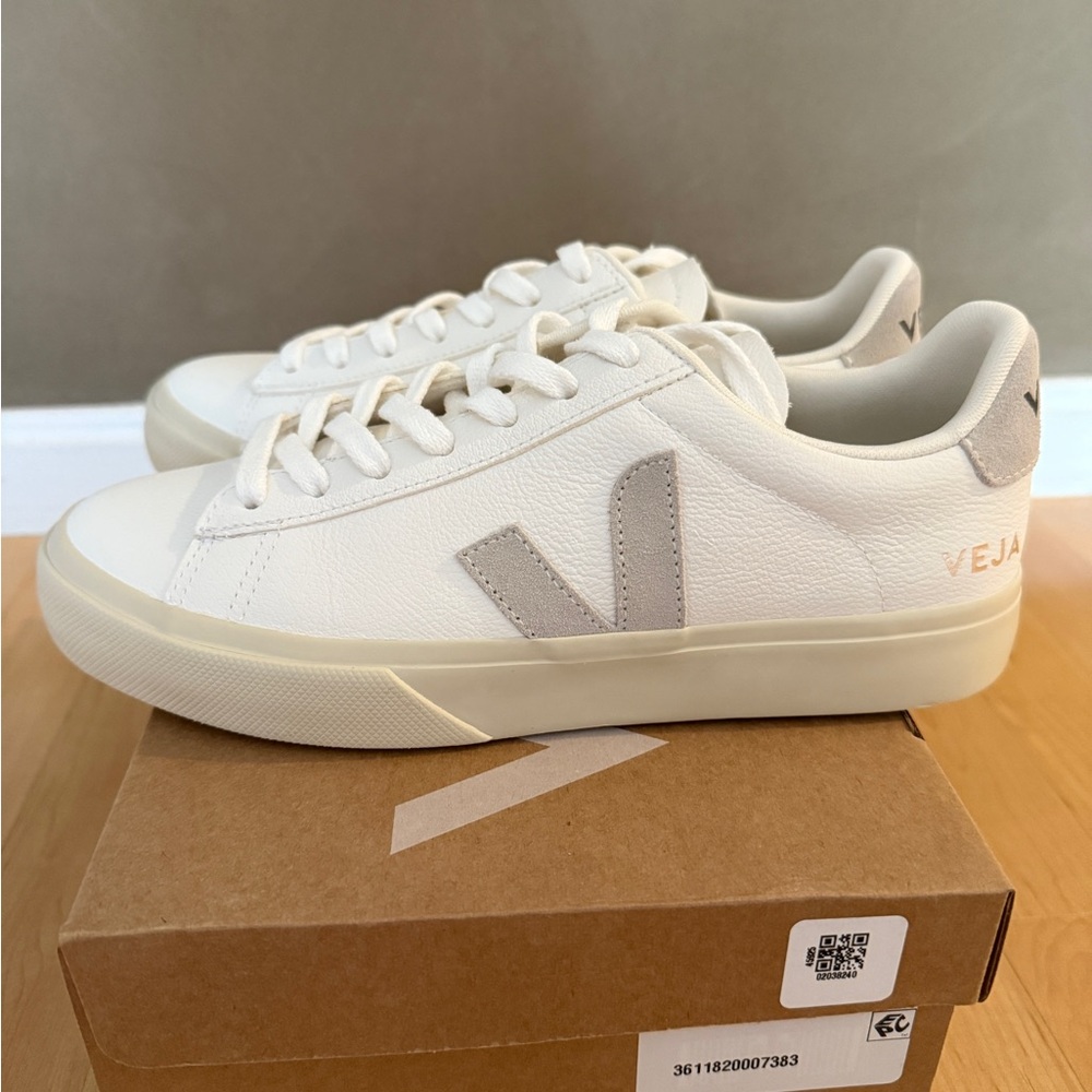 Veja Cream and Gray Casual Sneakers